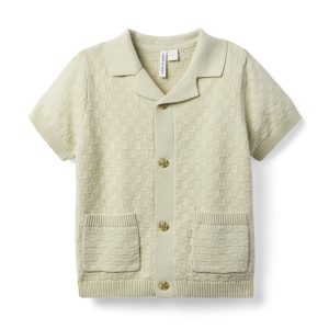 Textured Knit Collared Sweater