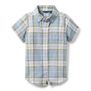 Plaid Linen-Cotton Shirt