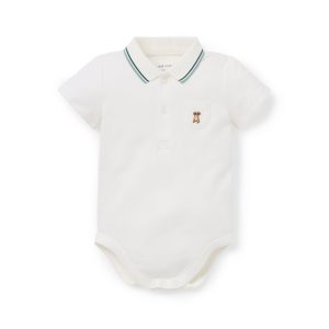 Baby Embroidered Dog Pique Polo Bodysuit