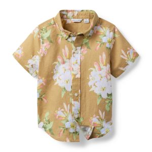 Floral Linen-Cotton Shirt