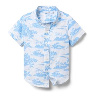 Island Toile Linen-Cotton Shirt