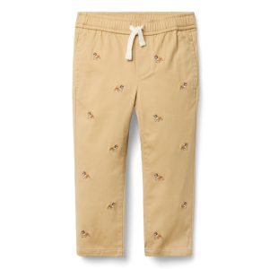 Embroidered Bulldog Twill Jogger