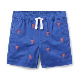 Embroidered Lobster Pull-On Short