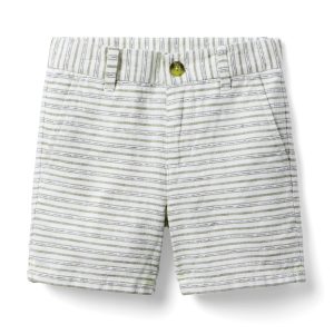 Striped Linen-Cotton Short
