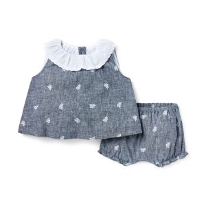 Baby Floral Linen-Cotton Matching Set