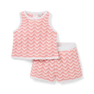 Baby Wavy Striped Crochet Matching Set