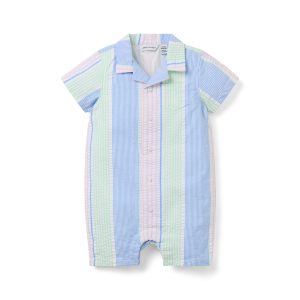 Baby Striped Seersucker Stripe Romper