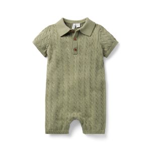 Baby Collared Cable Knit Romper