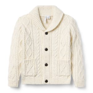 Cable Knit Shawl Collar Cardigan