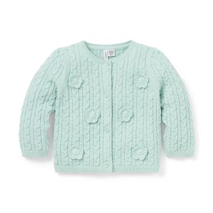 Baby Flower Cable Knit Cardigan