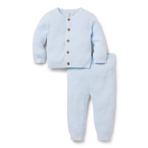 Baby Ribbed Cardigan Matching Set