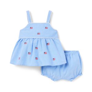 Baby Embroidered Flag Matching Set