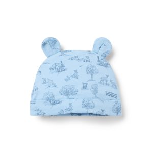Baby Woodland Toile Bear Ear Beanie