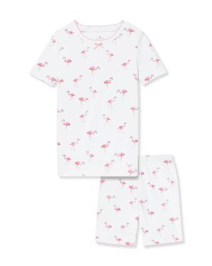 Kid's Pima Snug Fit Short Pajama Set in Flamingos