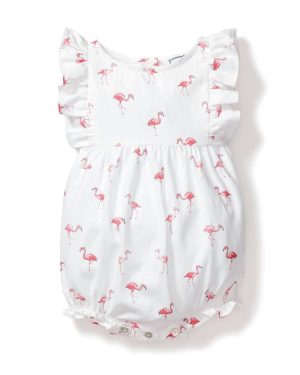 Baby's Twill Ruffled Romper in Flamingos