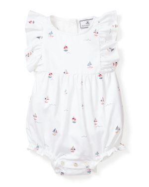 Baby's Twill Ruffled Romper in Bateau