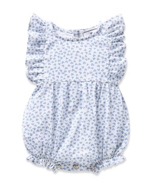 Infants Ruffled Romper in Bluehearts
