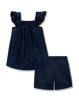 Girl's Twill Clara Short Set in Navy