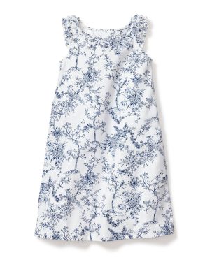 Girl's Twill Amelie Nightgown in Blue Timeless Toile