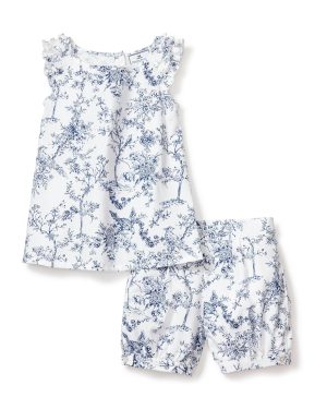 Girl's Twill Amelie Short Set in Blue Timeless Toile