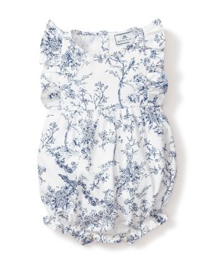 Baby's Twill Ruffled Romper in Blue Timeless Toile