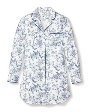 Women's Twill Nightshirt in Blue Timeless Toile