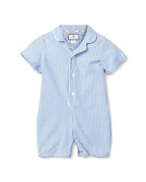 Baby's Twill Summer Romper in French Blue Seersucker