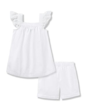 Girl's Twill Clara Short Set in White