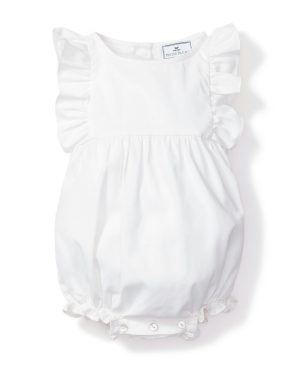 Baby's White Twill Ruffled Romper
