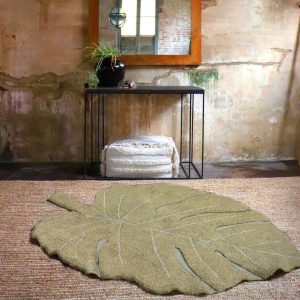 Washable Rug Monstera Olive