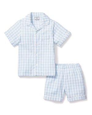 Light Blue Gingham Short Set
