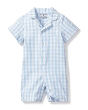 Light Blue Gingham Summer Romper
