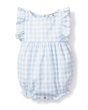 Light Blue Gingham Ruffled Romper