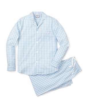 Men's Light Blue Gingham Pajama Set