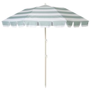 Compact Beach Umbrella: La Palma Sage Stripe