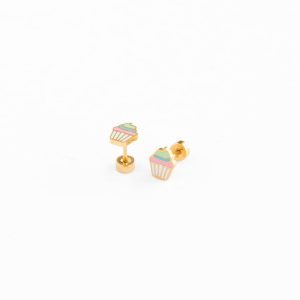 Rainbow Cupcake Stud Earring