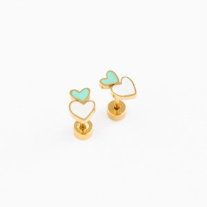 Heart Stack Stud Earrings