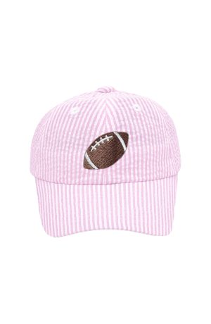 Football Seersucker Bow Baseball Hat