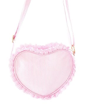 Pink Seersucker Heart Purse