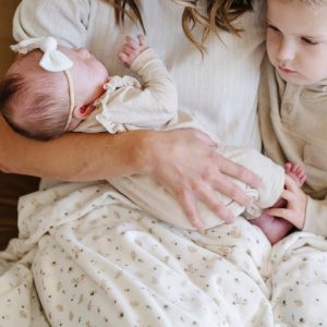 Minky Stretch Receiving Blanket in Posy