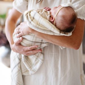 Minky Stretch Receiving Blanket in Plaid