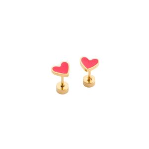 Enamel Heart Stud Earrings