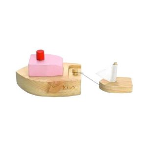 Ofune Wind-Up Wooden Boat - Pink