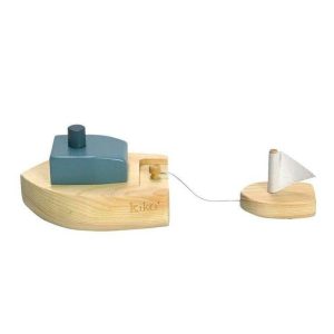 Ofune Wind-Up Wooden Boat - Blue