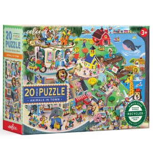 20 Piece Puzzle: Animals in Town