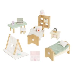 Wooden Dolls house Child's Bedroom Furn - 24 Piece