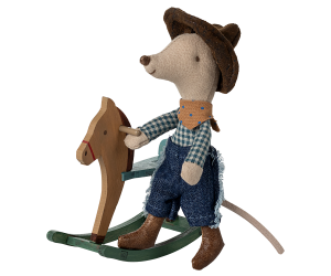 Little Brother Cowboy Mouse on Rocking Horse