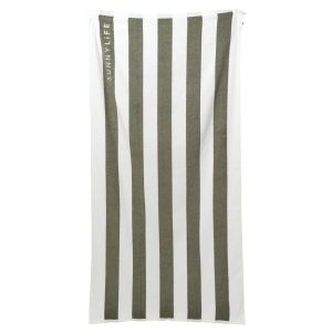 Beach Towel: Vacay Olive Stripe