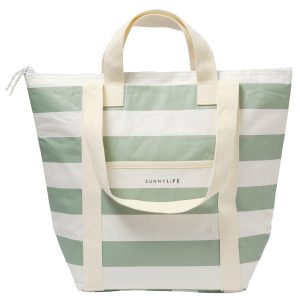 Light Cooler: Tote - La Palma Sage Stripe