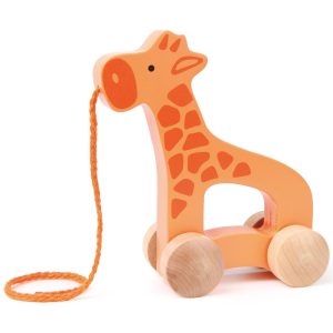Giraffe Pull Along Toy: Orange